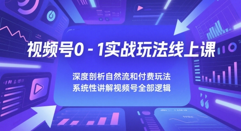 视频号0-1实战玩法线上课，深度剖析自然流和付费玩法，统性讲解视频号全部逻辑-驿想项目网