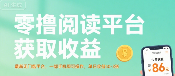 零撸阅读平台获取收益，最新无门槛平台，一部手机即可操作，单日收益50-3张【揭秘】-驿想项目网