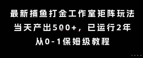 最新捕鱼打金工作室矩阵玩法，当天产出5张+，已运行2年，从0-1保姆级教程【揭秘】-驿想项目网