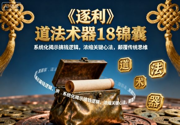 《逐利》道法术器18锦囊，系统化揭示搞钱逻辑，浓缩关键心法，颠覆传统思维-驿想项目网