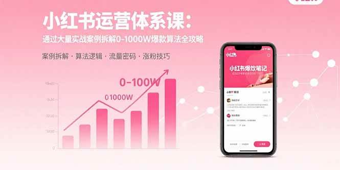 （15792期）小红书运营体系课：通过大量实战案例拆解0-1000W爆款算法全攻略-驿想项目网