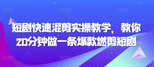 短剧快速混剪实操教学，教你20分钟做一条爆款燃剪短剧-驿想项目网