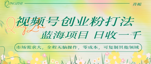 视频号创业粉打法，日入1k，蓝海项目，市场需求大，全程无脑操作，可复制-驿想项目网
