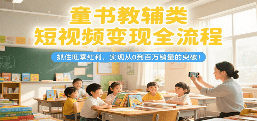 童书教辅类短视频变现全流程，抓住旺季红利，实现从0到百万销量的突破！-驿想项目网