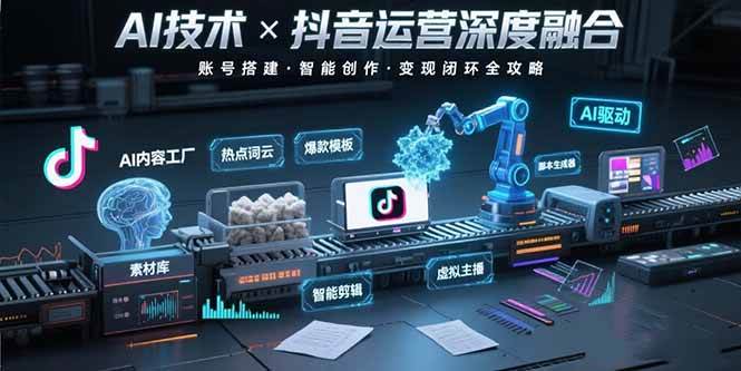 （15630期）AI技术与抖音运营的深度融合应用：涵盖账号搭建、内容创作、收益变现等-驿想项目网