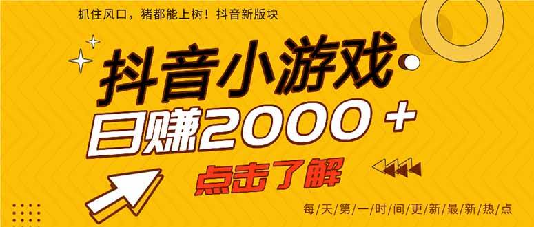 （15529期）抖音小游戏，一部手机日入300+，2025风口项目-驿想项目网