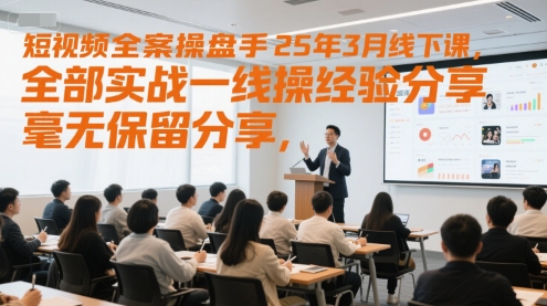 短视频全案操盘手25年3月线下课，全部实战一线操盘手经验分享，毫无保留分享，全是干货-驿想项目网