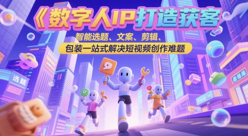数字人IP打造获客变现实操课，智能选题、文案、剪辑、包装一站式解决短视频创作难题-驿想项目网