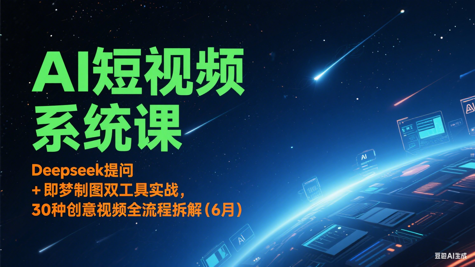 AI短视频系统课：Deepseek提问 + 即梦制图双工具实战，30种创意视频全流程拆解(6月)-驿想项目网
