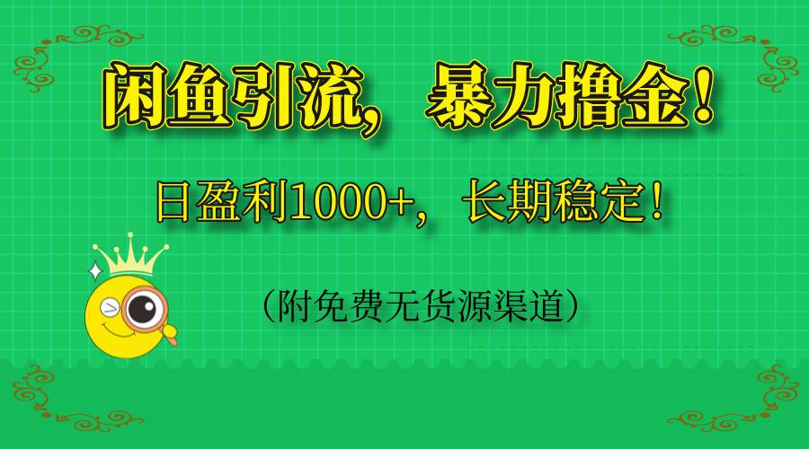 （14647期）闲鱼引流，暴力撸金，日盈利1000+，长期稳定！（附免费无货源渠道）-驿想项目网