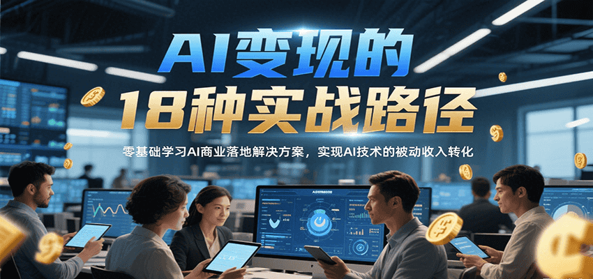 AI变现的18种实战路径，零基础学习AI商业落地解决方案，实现AI技术的被动收入转化-驿想项目网
