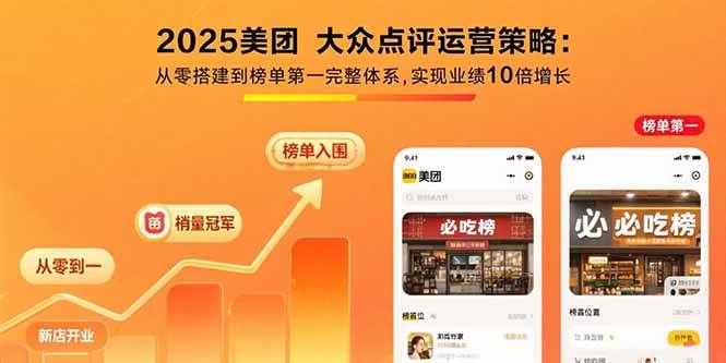 （15602期）2025美团 大众点评运营策略:从零搭建到榜单第一完整体系,实现业绩10倍增长-驿想项目网