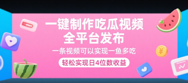 一键制作吃瓜视频，全平台发布，一条视频可以实现一鱼多吃，轻松实现日4位数收益【揭秘】-驿想项目网