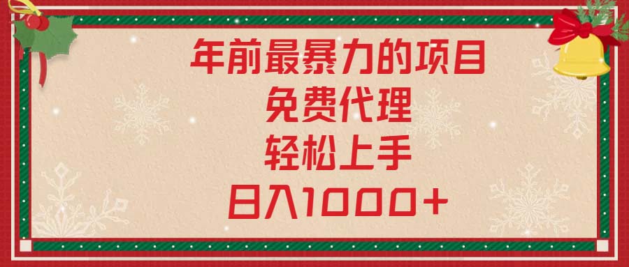 （13773期）年前最暴力的项目，免费代理，轻松上手，日入1000+-驿想项目网