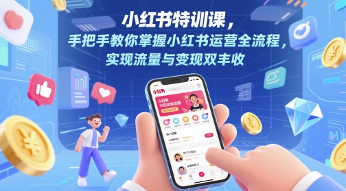小红书特训课，手把手教你掌握小红书运营全流程，实现流量与变现双丰收-驿想项目网
