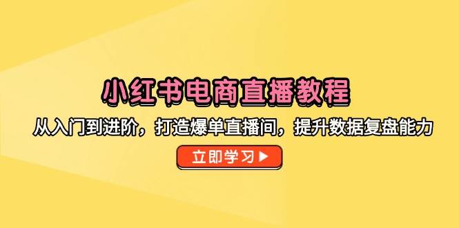 （14873期）小红书电商直播教程，从入门到进阶，打造爆单直播间，提升数据复盘能力-驿想项目网