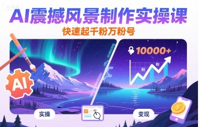 AI震撼风景制作实操课，快速起千粉万粉号-驿想项目网
