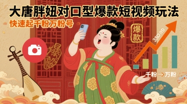 大唐胖妞对口型爆款短视频玩法，快速起千粉万粉号-驿想项目网