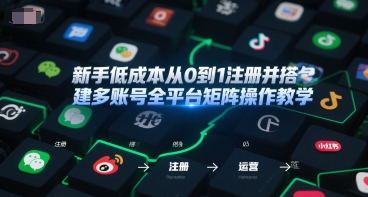 新手低成本从0到1注册并搭建多账号全平台矩阵操作教学，手机号-邮箱-IP-工具-驿想项目网