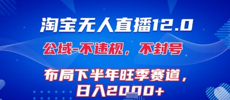 淘宝无人直播12.0，不封号，不违规，布局下半年旺季赛道，日入1k+(独家技术)【揭秘】-驿想项目网