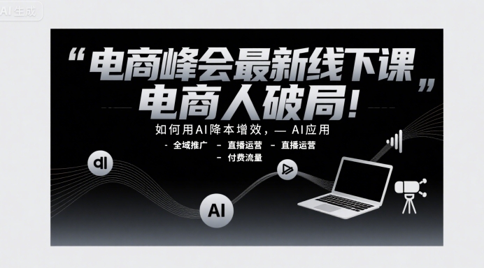 电商峰会最新线下课，电商人破局，如何用AI降本增效，AI应用-全域推广-直播运营-付费流量-驿想项目网