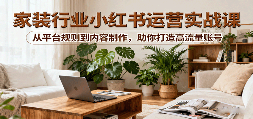 小红书家装行业运营实战课：从平台规则到内容制作，助你打造高流量账号-驿想项目网