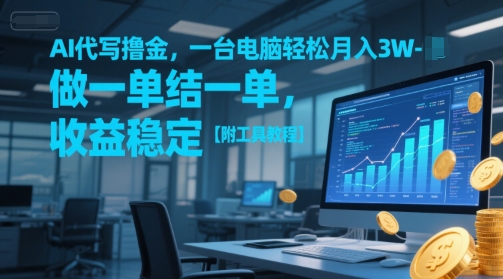 AI代写撸金，一台电脑轻松月入1-3W，做一单结一单，收益稳定【附工具教程】-驿想项目网