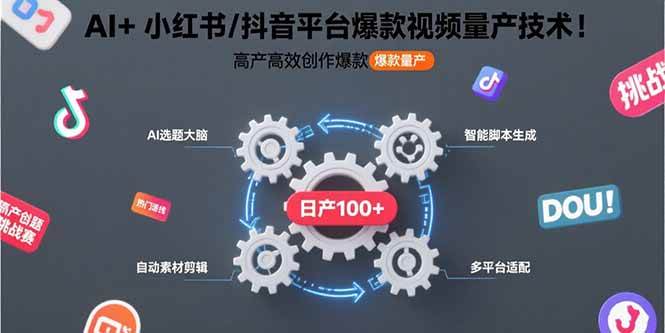 （15624期）AI+小红书/抖音平台爆款视频量产技术：高产高效创作爆款视频！-驿想项目网