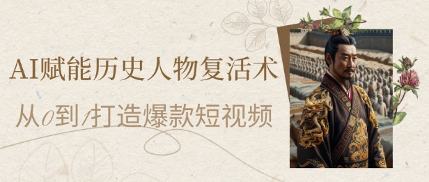 AI赋能历史人物复活术：从0到1打造爆款短视频，7天涨粉10W，小白也能月入过1W-驿想项目网