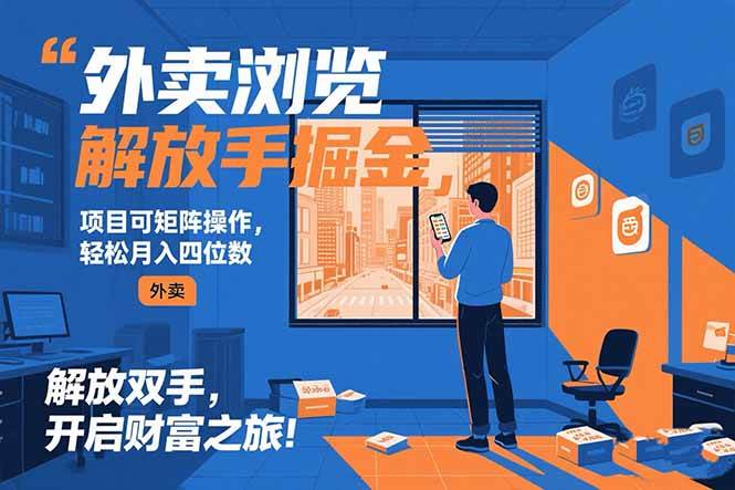 （15440期）外卖浏览掘金项目 可矩阵操作 轻松日入500+-驿想项目网