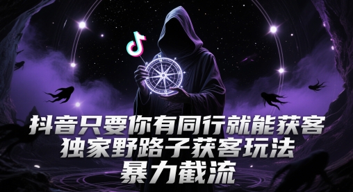 抖音只要你有同行就能获客，独家野路子获客玩法，暴力截流【揭秘】-驿想项目网