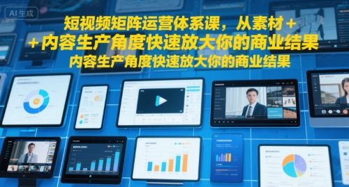 短视频矩阵运营体系课，从素材+内容生产角度快速放大你的商业结果-驿想项目网