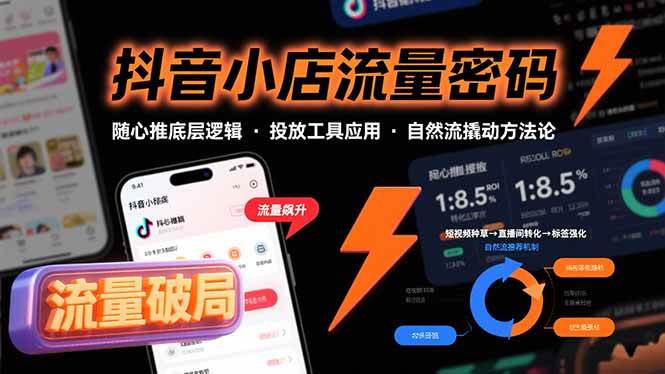 （15680期）抖音小店流量密码，随心推底层逻辑，投放工具应用，自然流撬动核心方法论-驿想项目网