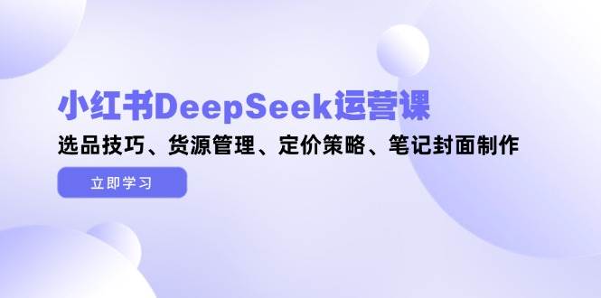 （14748期）小红书DeepSeek运营课，选品技巧、货源管理、定价策略、笔记封面制作-驿想项目网