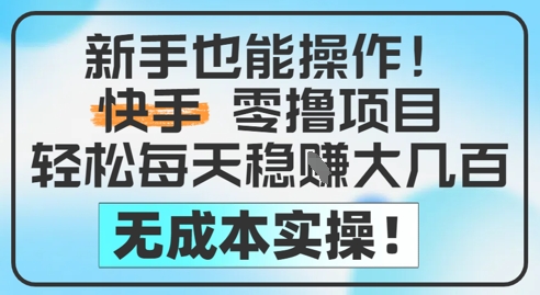 新手也能操作，快手零撸挣米，轻松每天挣2-5张，完全无成本-驿想项目网