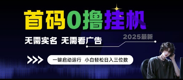 首码0撸挂G项目，无需实名无需看广告 一键启动运行，小白轻松日入三位数【揭秘】-驿想项目网