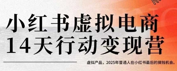 小红书虚拟电商14天变现训练营，虚拟产品，2025年普通人在小红书最后的搞钱机会-驿想项目网