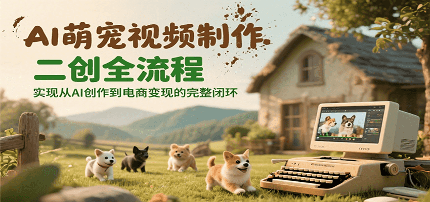 AI萌宠视频制作二创全流程，实现从AI创作到电商变现的完整闭环-驿想项目网