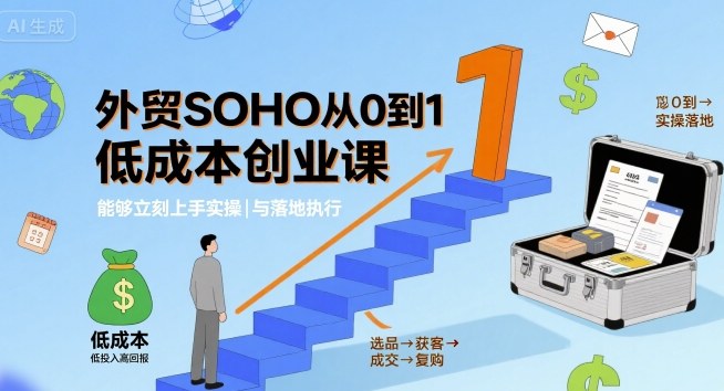 外贸SOHO从0到1低成本创业课，能够立刻上手实操与落地执行-驿想项目网