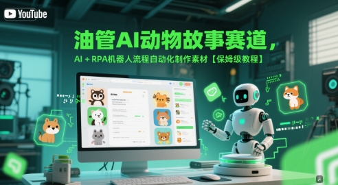 油管AI动物故事赛道，AI+RPA机器人流程自动化制作素材【保姆级教程】-驿想项目网