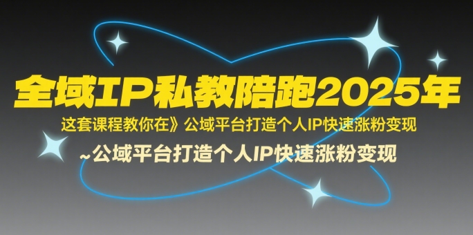 全域IP私教陪跑2025年，这套课程教你在公域平台打造个人IP快速涨粉变现-驿想项目网