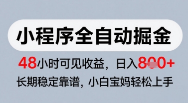 微信小程序全自动掘金，快速见收益，长期稳定靠谱，零基础友好，日入8张【揭秘】-驿想项目网