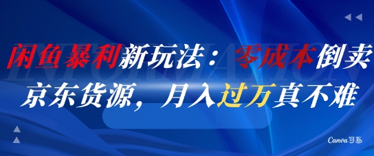 闲鱼暴利新玩法：零成本倒卖京东货源，月入过1W真不难-驿想项目网