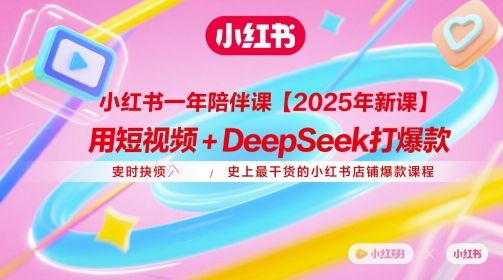 小红书一年陪伴课【2025年新课】，用短视频+deepSeek打爆款，史上最干货的小红书店铺爆款课程-驿想项目网