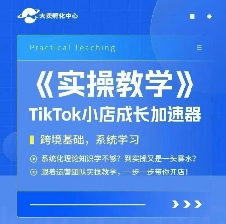 大卖家孵化中心TikTok实操课，TikTok小店成长加速器，跨境基础系统学习，一步一步带你开店-驿想项目网