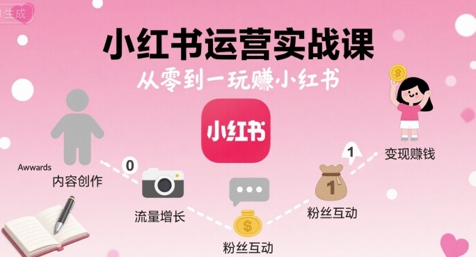 小红书运营实战课，从零到一玩賺小红书-驿想项目网