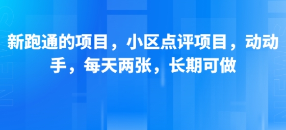 新跑通的项目，小区点评项目，动动手，每天两张，长期可做-驿想项目网