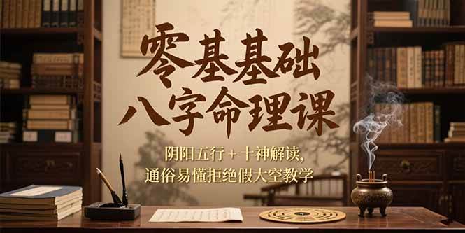 （15283期）零基础八字命理课，阴阳五行+十神解读，通俗易懂拒绝假大空教学-驿想项目网