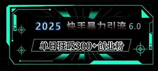 2025年快手6.0保姆级教程震撼来袭，单日狂吸300+精准创业粉-驿想项目网