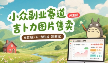 小众副业赛道 吉卜力图片售卖 单日2张+ AI一键生成【附教程】-驿想项目网